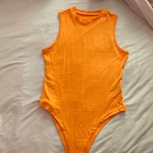 SHEIN orange ribbed bodysuit